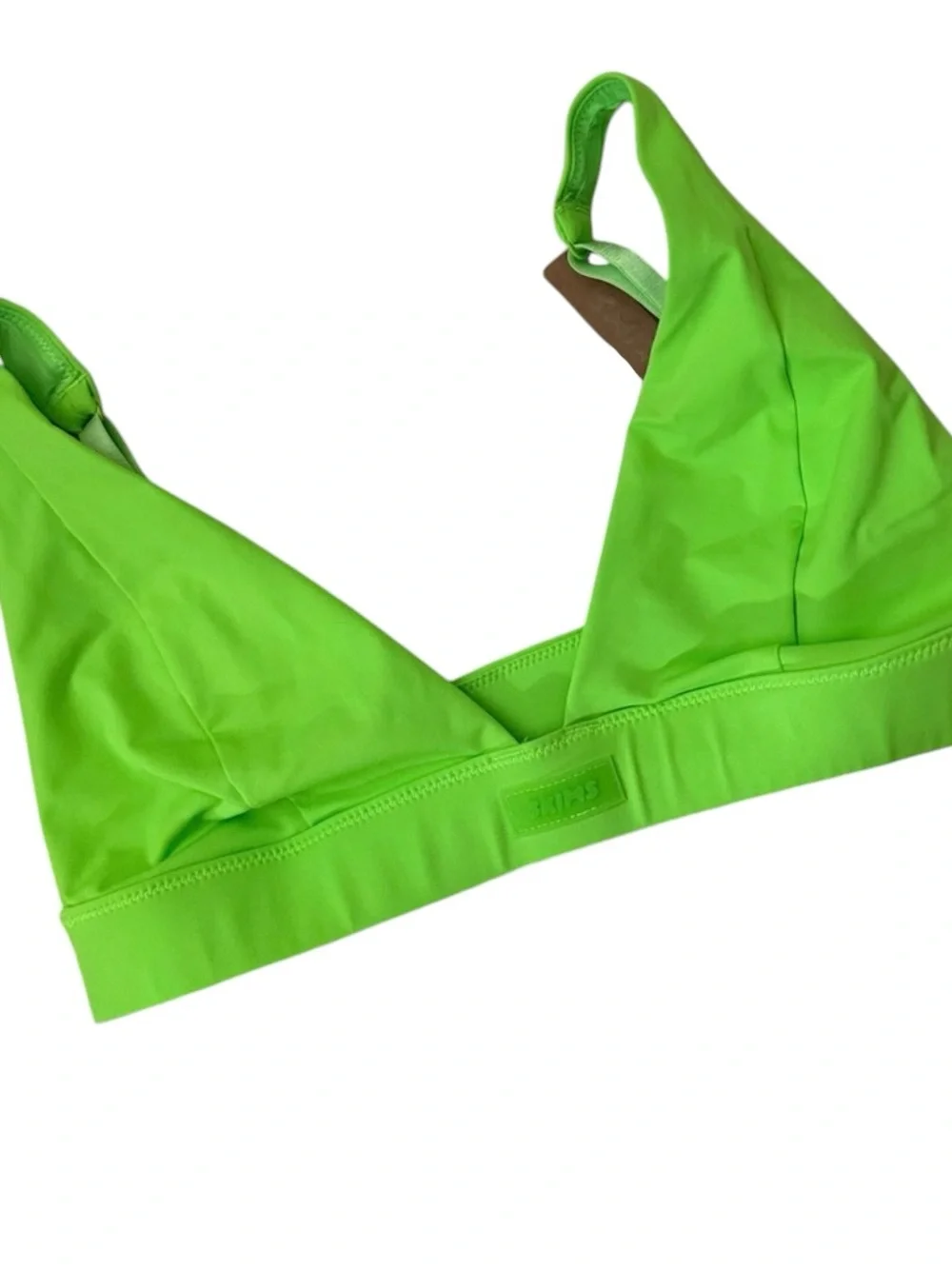 NEW NWT SKIMS PLUNGE BIKINI SIGNATURE SWIM TOP NEON GREEN MEDIUM M TRIANGLE